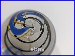Glass Eye Studio Paperweight Signed Spiral Gold Dust Blue