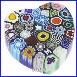 GlassOfVenice Murano Glass Millefiori Heart Paperweight Medium