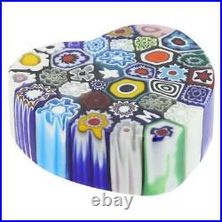 GlassOfVenice Murano Glass Millefiori Heart Paperweight Medium