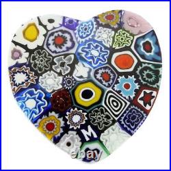 GlassOfVenice Murano Glass Millefiori Heart Paperweight Medium