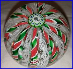Gorgeous 1985 Perthshire Paperweight Millefiori Twisted Spokes Clear Red Green