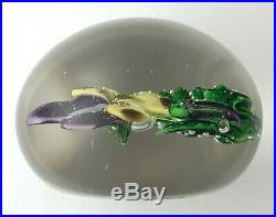 Gorgeous Clichy Pansy With Bud Antique Glass Paperweight