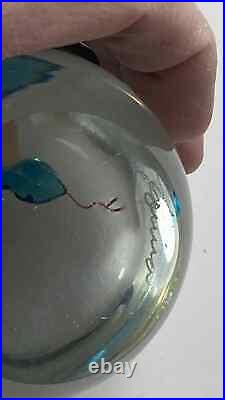 Gorgeous Correia signed/numbered art glass crystal & aqua 3-D snake paperweight