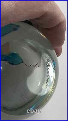 Gorgeous Correia signed/numbered art glass crystal & aqua 3-D snake paperweight