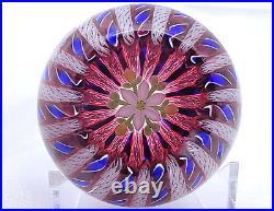 Gorgeous Perthshire Paperweight 1996C Annual Red, Blue & Latticino Crown Ltd Ed