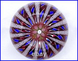 Gorgeous Perthshire Paperweight 1996C Annual Red, Blue & Latticino Crown Ltd Ed
