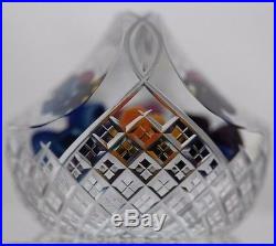 Gorgeous RAY BANFORD Cross Cut BASKET With FLORAL BOUQUET Art Glass PAPERWEIGHT