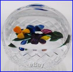Gorgeous RAY BANFORD Cross Cut BASKET With FLORAL BOUQUET Art Glass PAPERWEIGHT