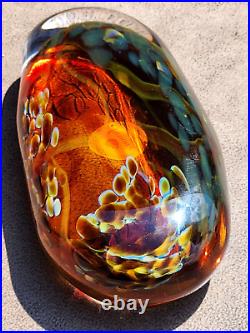 Gorgeous & Rare Fusion Z Elongated Amber Glass Paperweight Signed Pavel Hanousek