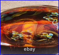 Gorgeous & Rare Fusion Z Elongated Amber Glass Paperweight Signed Pavel Hanousek