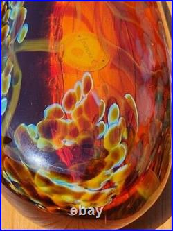 Gorgeous & Rare Fusion Z Elongated Amber Glass Paperweight Signed Pavel Hanousek