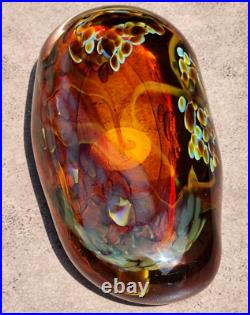 Gorgeous & Rare Fusion Z Elongated Amber Glass Paperweight Signed Pavel Hanousek