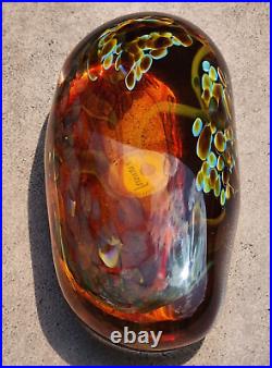 Gorgeous & Rare Fusion Z Elongated Amber Glass Paperweight Signed Pavel Hanousek