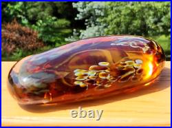 Gorgeous & Rare Fusion Z Elongated Amber Glass Paperweight Signed Pavel Hanousek