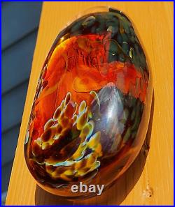 Gorgeous & Rare Fusion Z Elongated Amber Glass Paperweight Signed Pavel Hanousek