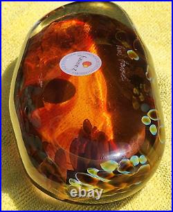 Gorgeous & Rare Fusion Z Elongated Amber Glass Paperweight Signed Pavel Hanousek