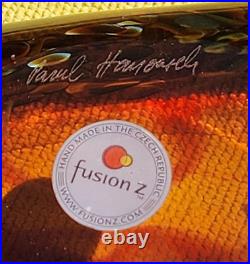 Gorgeous & Rare Fusion Z Elongated Amber Glass Paperweight Signed Pavel Hanousek