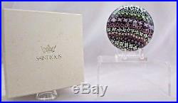 Gorgeous SAINT LOUIS Colorful HAWAIIAN Millefiori ART Glass PAPERWEIGHT With BOX
