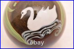 Grant Randolph Studios Art Glass Paperweight Signed 80/5421 Swan Pictorial Bird