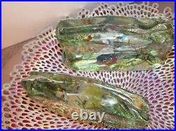 HTF Vintage Pair of 2 Cenedese Barbini Murano Glass Aquarium Sculpture Bookends