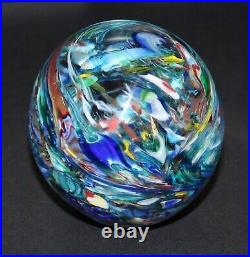 Handcrafted Murano Glass Paperweight Millefiori Swirl Design Made In Italy Colle