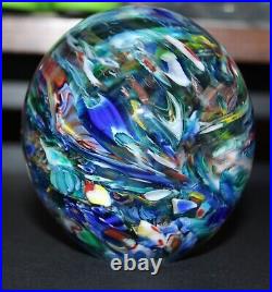 Handcrafted Murano Glass Paperweight Millefiori Swirl Design Made In Italy Colle