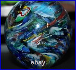 Handcrafted Murano Glass Paperweight Millefiori Swirl Design Made In Italy Colle