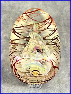 Henry Summa Art Glass 5½ Cone Sculpture Paperweight with Spirals Signed 1993