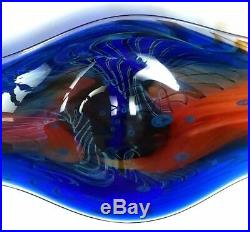 Henry Summa Huge Cobalt Blue/red Art Glass Sculptural Platter