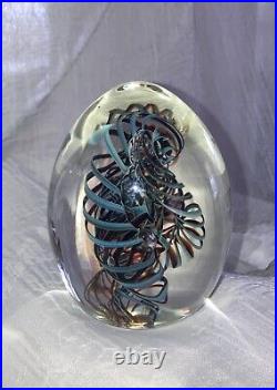 Henry Summa Signed Art Glass Paperweight, Vintage Oct 90