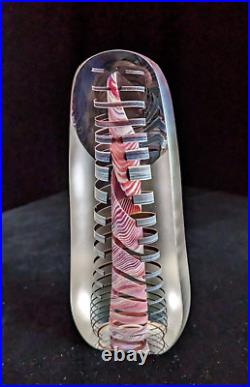 Henry Summa Signed Clear Glass Conic Sculpture with Spiral Resembling DNA