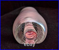 Henry Summa Signed Clear Glass Conic Sculpture with Spiral Resembling DNA