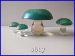 Heron Glass iridescent mushroom paperweights set of 4