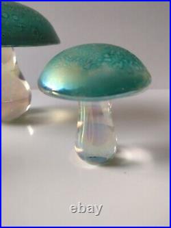 Heron Glass iridescent mushroom paperweights set of 4