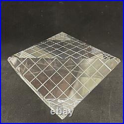 Hoya Japan Clear Crystal Art Glass Geometric Statue Sculpture Paperweight Cube