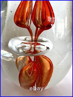 Huge Art Glass Egg Paperweight Hand Blown Red & Orange 9 Tall Shelf420