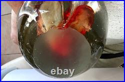 Huge Art Glass Egg Paperweight Hand Blown Red & Orange 9 Tall Shelf420