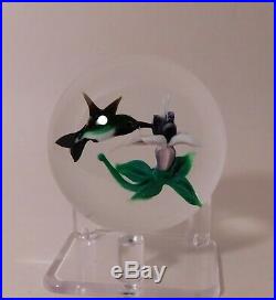 IMPRESSIVE and is SIGNED Rick Ayotte Humming Bird Lampwork Art Glass PAPERWEIGHT