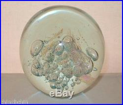 Incredible HUGE Signed EICKHOLT Glass PAPERWEIGHT Iridescent COLORS Change 4.25