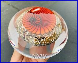 Incredible signed RICHARD SATAVA hand blown 4.75 Red Nautilus Paperweight WOW