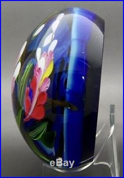 JUSTIN LUNDBERG Color Flowers Art Glass Magnum LT ED Paperweight, Apr 2.25Hx4W