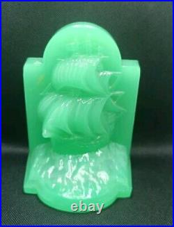 Jadeite Jade Depression Glass Vintage Ship Cameo Extremely Rare