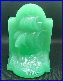 Jadeite Jade Depression Glass Vintage Ship Cameo Extremely Rare