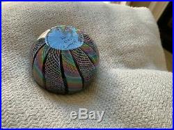 James Alloway Signed 3.25 Diameter Art Glass Dichroic Marble Paperweight #94