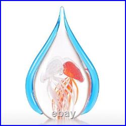 Jellyfish Teardrop Glass Art Modern Home Ornament Paperweight Animal Figurine
