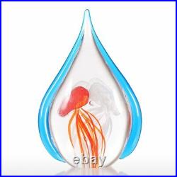 Jellyfish Teardrop Glass Art Modern Home Ornament Paperweight Animal Figurine