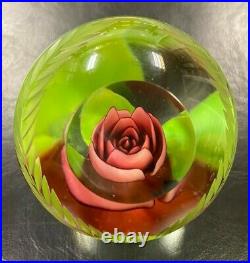 Joe St. Clair Rose Glass Paperweight