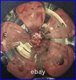 Joe Zimmerman Glass Ashtray Pink & Clear Antique 1970s