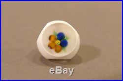 John Gooderham Cut Overlay Art Glass Paperweight Button Interior Flower J Cane