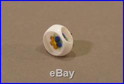 John Gooderham Cut Overlay Art Glass Paperweight Button Interior Flower J Cane